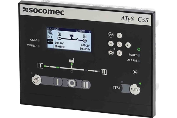 Product image for Socomec ATyS C55 Controller, 480 V Relay, 6 x Input, 6 x Output With Display