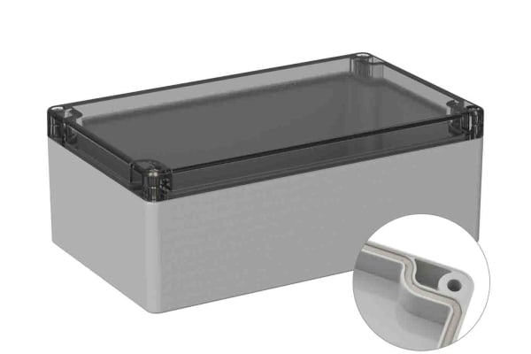 Product image for RS PRO Light Grey Polycarbonate General Purpose Enclosure, IP66, Shielded, 120 x 200 x 75mm