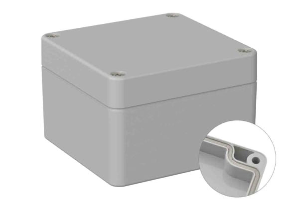 Product image for RS PRO Light Grey Polycarbonate General Purpose Enclosure, IP66, Shielded, 120 x 122 x85mm