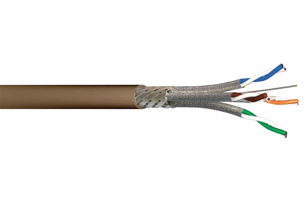 Product image for Shielded Cat6a Cable 100m, LSZH, Brown