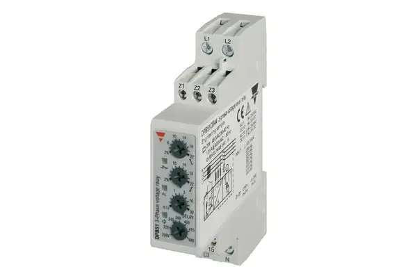 Product image for Carlo Gavazzi Phase, Volatge Monitoring Relay With SPDT Contacts, 208 → 480 V ac Supply Voltage