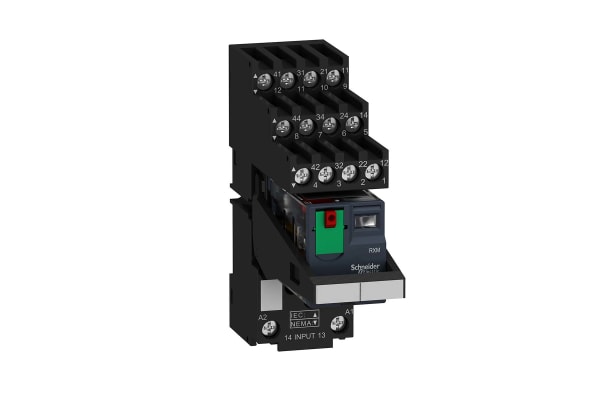 Product image for Schneider Electric, 230V ac Coil Non-Latching Relay 4PDT, 6A Switching Current DIN Rail