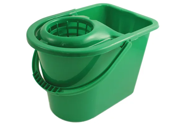 Product image for Green bucket with wringer, 15 litre