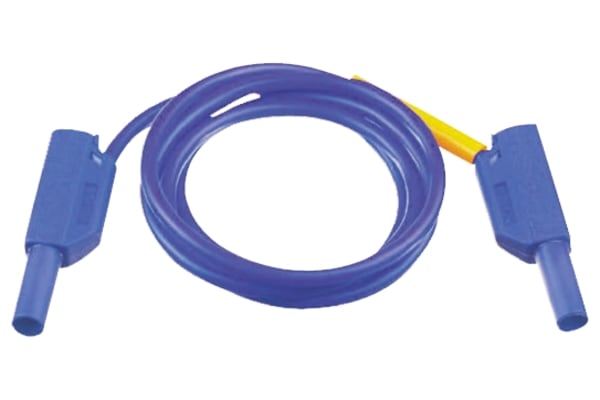 Product image for Blue PVC shrouded stackable plug lead