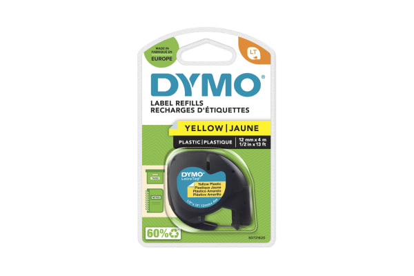 Product image for PLASTIC BLACK ON YEL LETRATAG LABEL TAPE