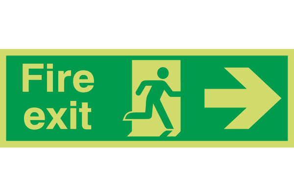 Product image for SAV LABEL 'FIRE EXIT'+RIGHT ARROW+MAN,L