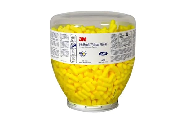 Product image for 3M E.A.R Yellow Neons Anti-Mist Disposable Ear Plugs, 36dB, Yellow, 500 Pairs per Package