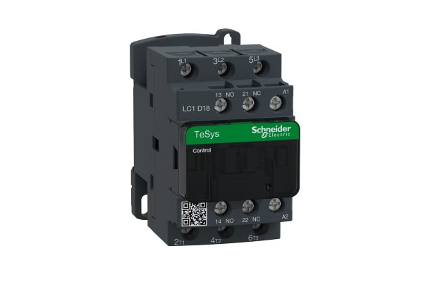 Product image for Schneider Electric TeSys D LC1D 3 Pole Contactor - 18 A, 220 V ac Coil, 3NO, 7.5 kW