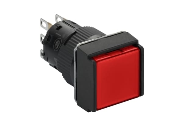 Product image for Push button Square 16mm 1CO Red LED 24V