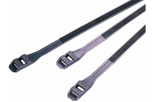 Product image for RS PRO Black Nylon Double Locking Cable Tie Cable Tie, 510mm x 9 mm