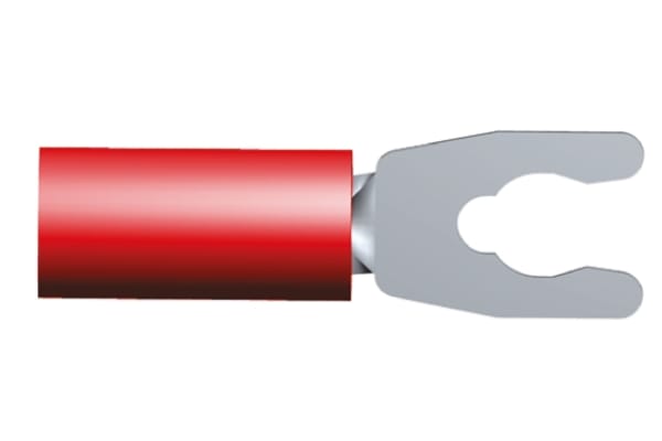 Product image for TE Connectivity PLASTI-GRIP Series Insulated Crimp Spade Connector, 0.26mm² to 1.65mm², 22AWG to 16AWG, M3.5 Stud Size