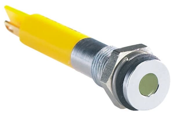 Product image for 6mm flush bright chrome LED,yellow 24Vdc