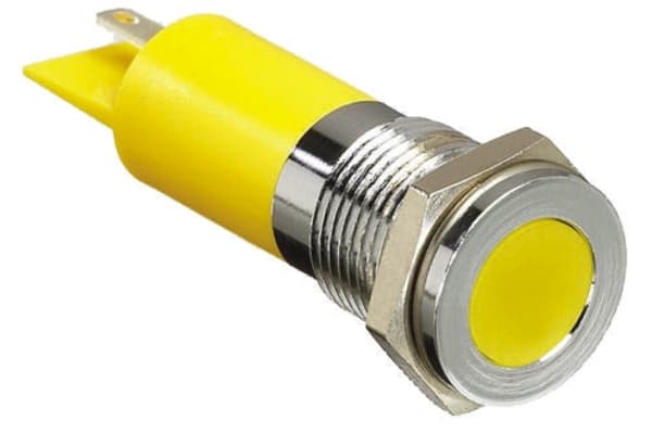 Product image for 14MM FLUSH BRIGHT CHROME LED,YEL 6-36VDC