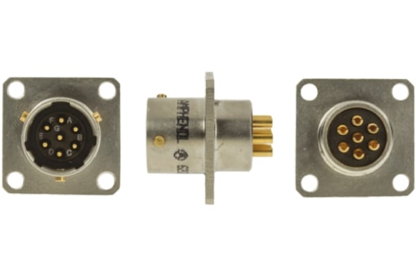 Product image for SQ FLANGE RECEPTACLE, 7 WAY PIN CONTACTS