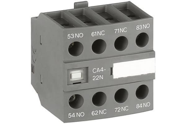 Product image for ABB Auxiliary Contact - 3NO/NC, 4 Contact, Front Mount, 6 A