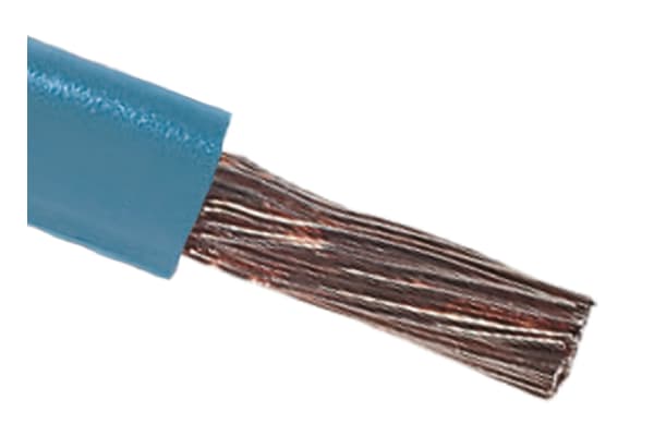 Product image for RS PRO Light Blue Single Core Tri-rated Cable, 4 mm² CSA, 1 kV, 41 A, 100m