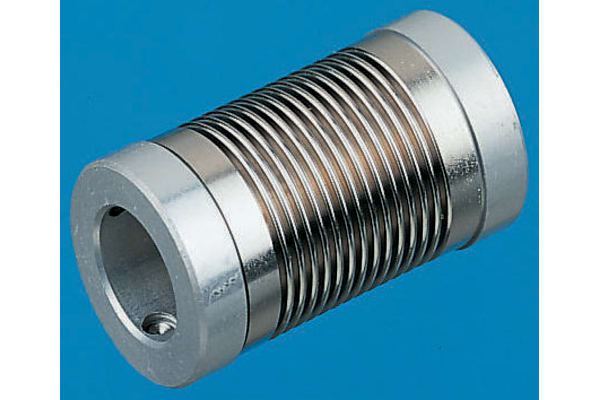 Product image for Huco Electrodeposited Nickel 12mm OD Bellows Coupling With Set Screw Fastening