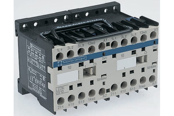 Product image for 3 pole Rev contactor,4kW,6A,230Vac,1NO