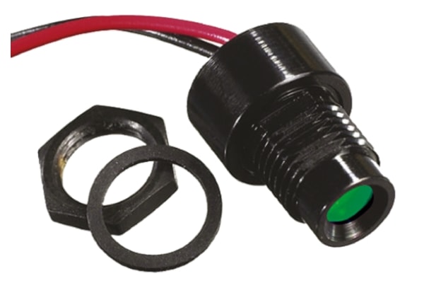 Product image for 8mm rear mount LED indicator,green 12Vdc