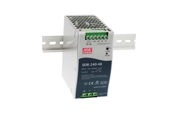 Product image for SDR-240 SERIES, 240 WATT DIN RAIL 48VDC