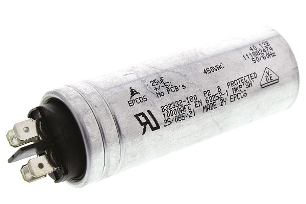 Product image for B32332 MOTOR RUN CAPACITOR 25UF 450V