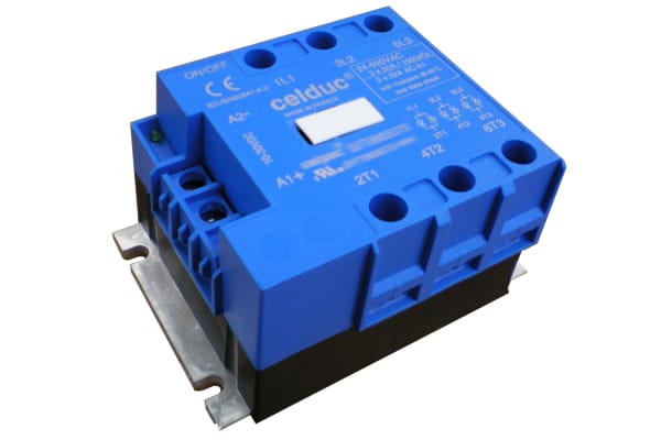 Product image for Celduc 95 A Solid State Relay, Zero Crossing, Panel Mount, Thyristor, 520 V ac Maximum Load