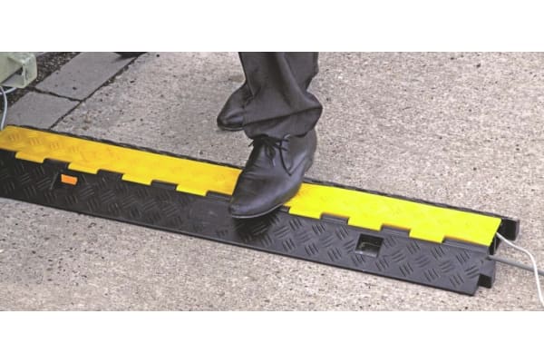 Product image for Vulcascot Cable Cover, 25 x 30mm (Inside dia.), 250 mm x 1m, Black/Yellow, 2 Channels