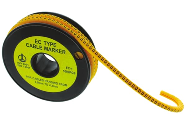 Product image for Slide On PVC Yellow Cable Marker -