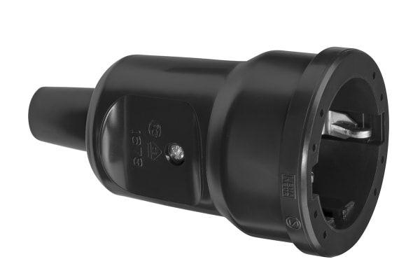 Product image for SCHUKO INLINE SOCKET PVC BLACK 16A