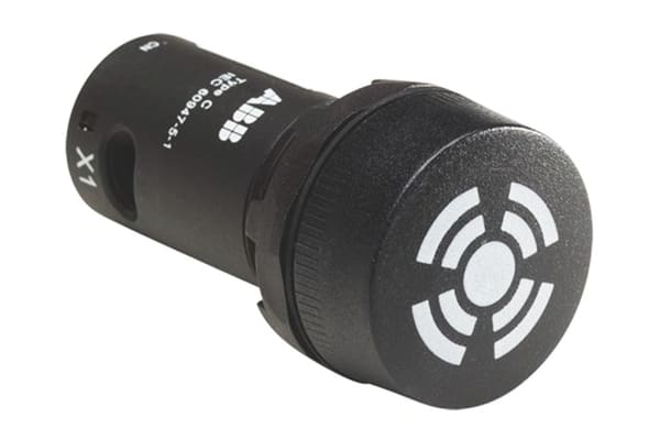 Product image for ABB, Compact, Panel Mount Black Buzzer, 22mm Cutout, IP66, IP67, IP69K, Round, 230 V ac