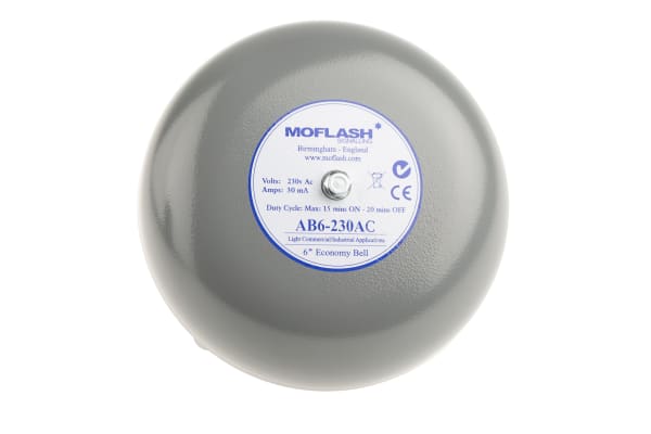 Product image for Moflash AB6 Grey Single Tone Siren, 230 V, 103dB at 1 Metre, Wall Mount, IP44