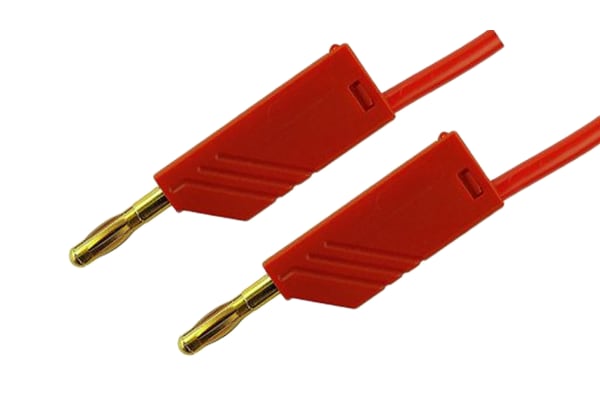 Product image for 4mm stackable plug 50cm test lead, red