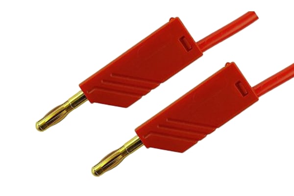 Product image for 4mm stackable plug 2m test lead, red