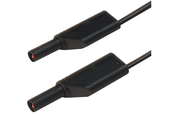 Product image for 4mm stackable plug 25cm test lead, black