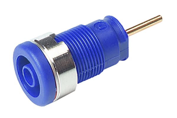 Product image for 4mm panel socket, solder pin, blue