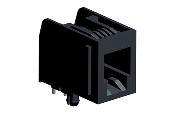 Product image for RJ11 R/A PCB modular jack, w/panel stops