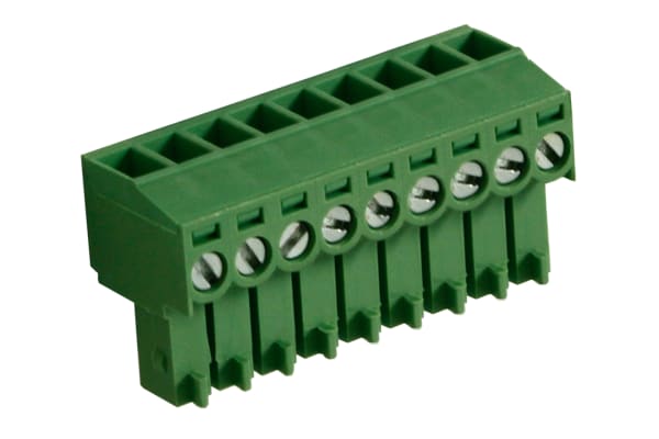Product image for 3.5mm PCB terminal block, R/A plug, 9P