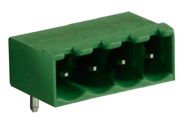 Product image for 5mm PCB terminal block, R/A header, 4P