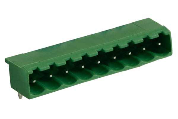 Product image for 5mm PCB terminal block, R/A header, 9P