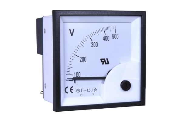 Product image for AC Voltmeter 72x72mm 90 deg scale 500V