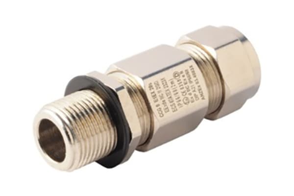 Product image for Moflash E1EX M20 Cable Gland, Nickel Plated Brass, IP66, IP68, ATEX