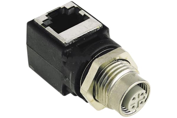 Product image for M12-RJ45 adaptor CAT 5a Angled