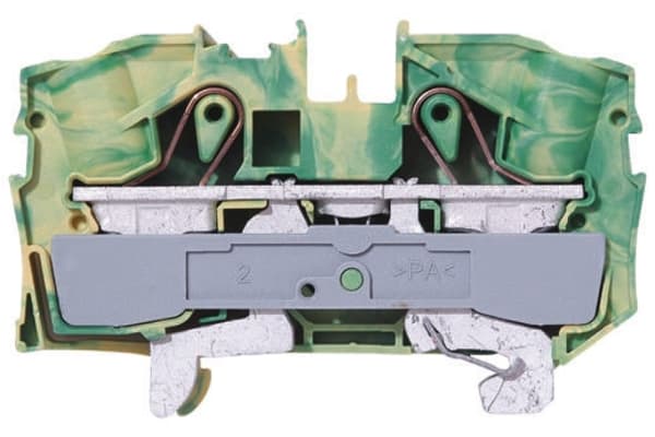 Product image for DIN RAIL TERMINAL 2X 16 MM2 GREEN/YELLOW