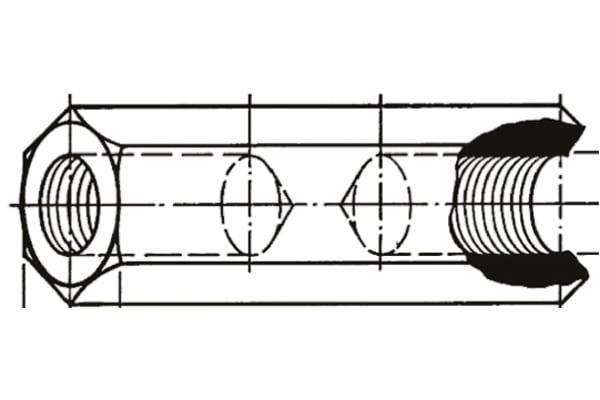 RS PRO Round Brass Spacer 6mm