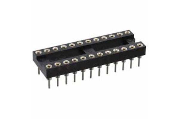 Product image for RS PRO 2.54mm Pitch Vertical 22 Way, Through Hole Turned Pin IC Dip Socket, 3A