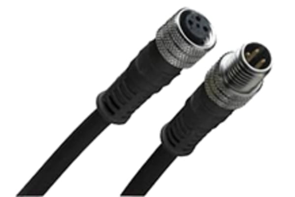 Product image for M12 MIC, 4W,FEM TO MALE,PVC CABLE,2M