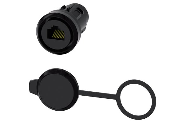 Product image for RJ45 connection: 22 mm plastic black