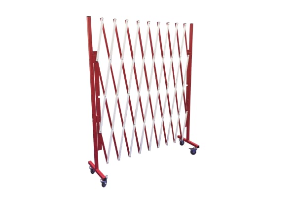 Product image for Wheeled white/red steel barrier