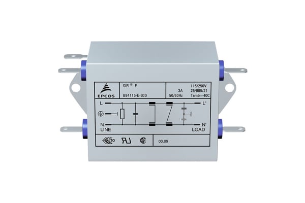 Product image for POWER LINE FILTER 3A 115/250V 2 LINE