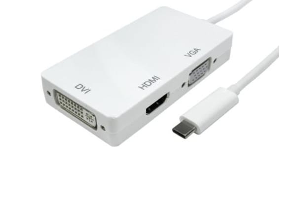 Product image for RS PRO USB C to DVI, HDMI, VGA Adapter, USB 3.1